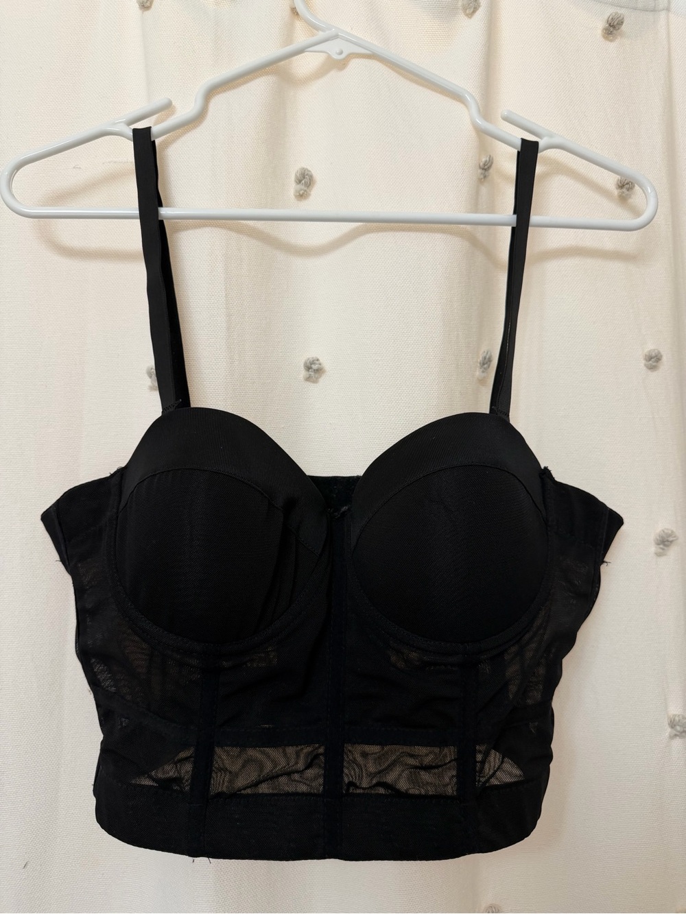 Black Longline Padded Bustier Crop Top - Women